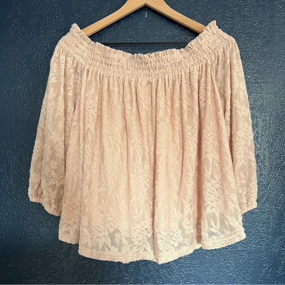 Anthropologie Deletta Sommer Floral Cream Lace Off The Shoulder Blouse - Picture 2 of 4